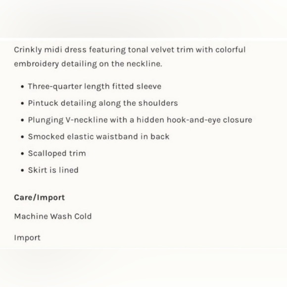 Free People, midi dress with pockets, velvet detailing, size S - Picture 2 of 5